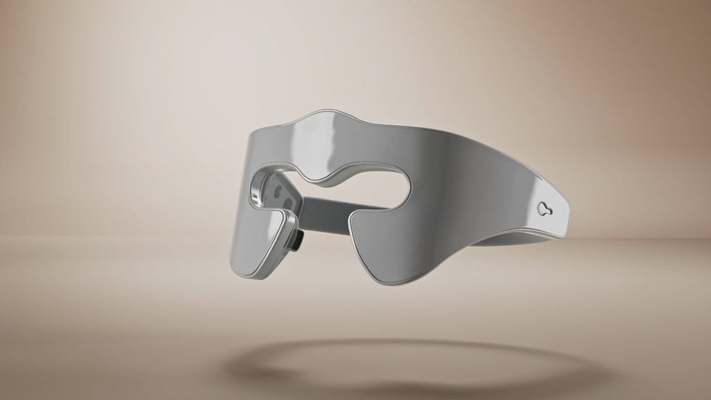ORBEYA LED light therapy eye mask worn during a self-care ritual