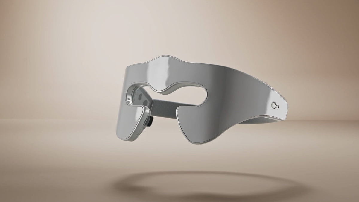 ORBEYA LED light therapy eye mask worn during a self-care ritual